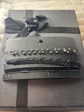 3-Pack Black Women's Choker Necklace Set